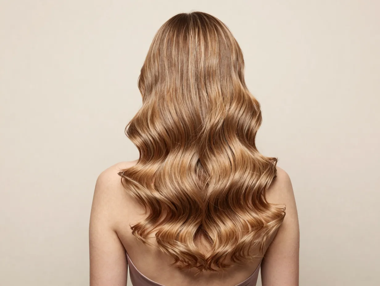 Soft romantic beach formal waves glossy shoulder length hair