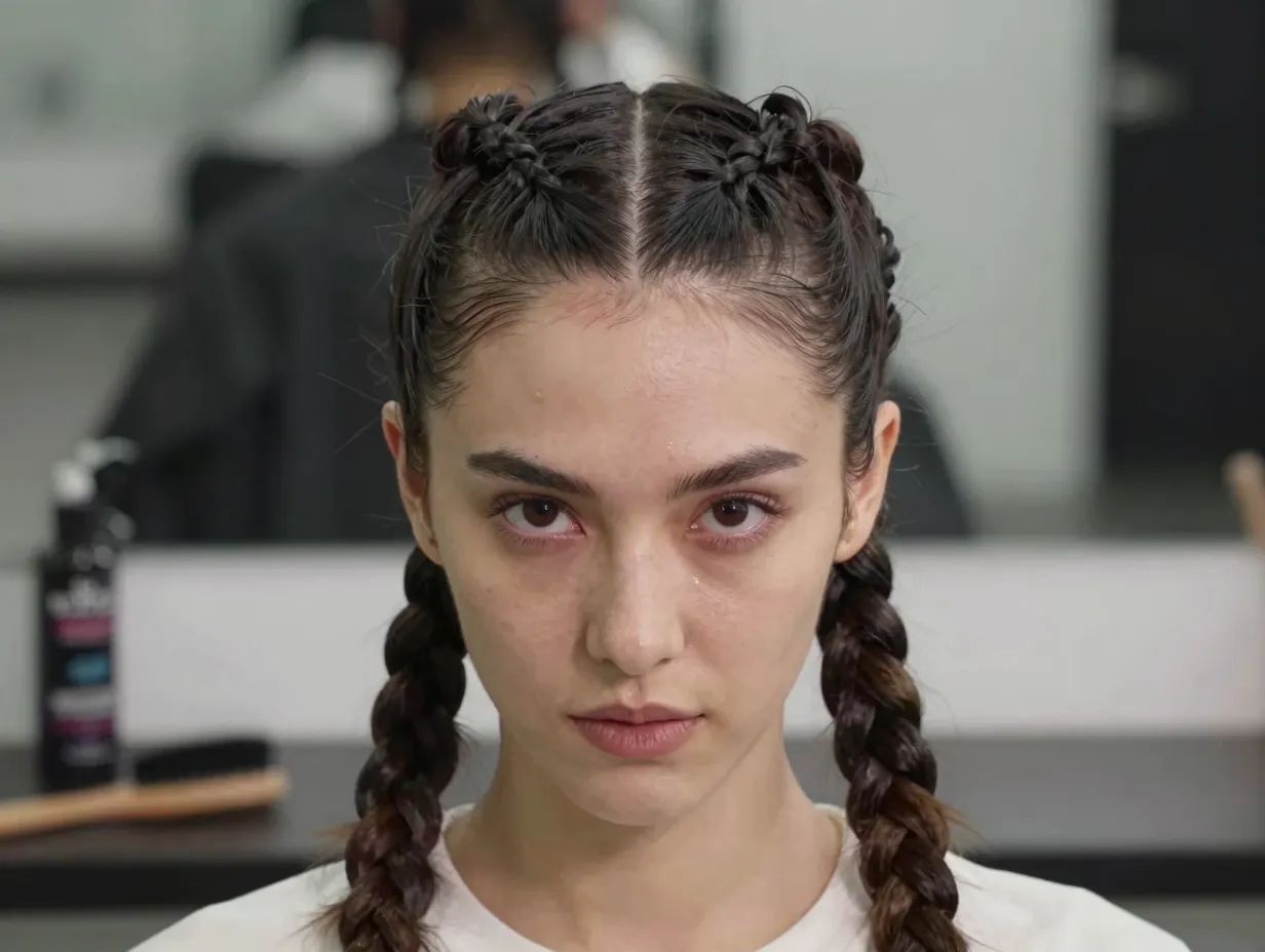 Two slick back braids power style with strong hold gel
