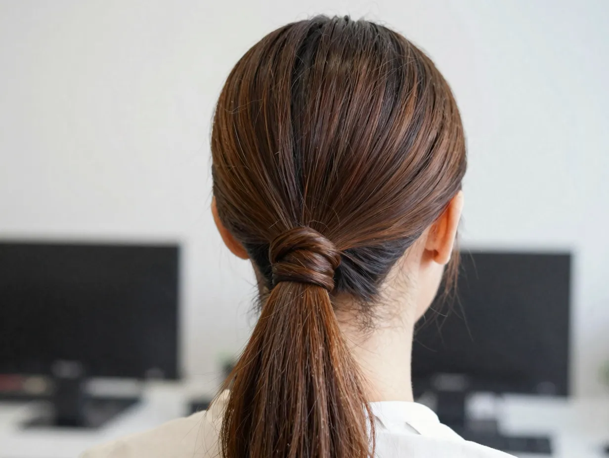 Polished wrapped half ponytail detail