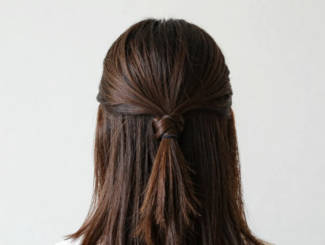 Architectural knotted half ponytail crown
