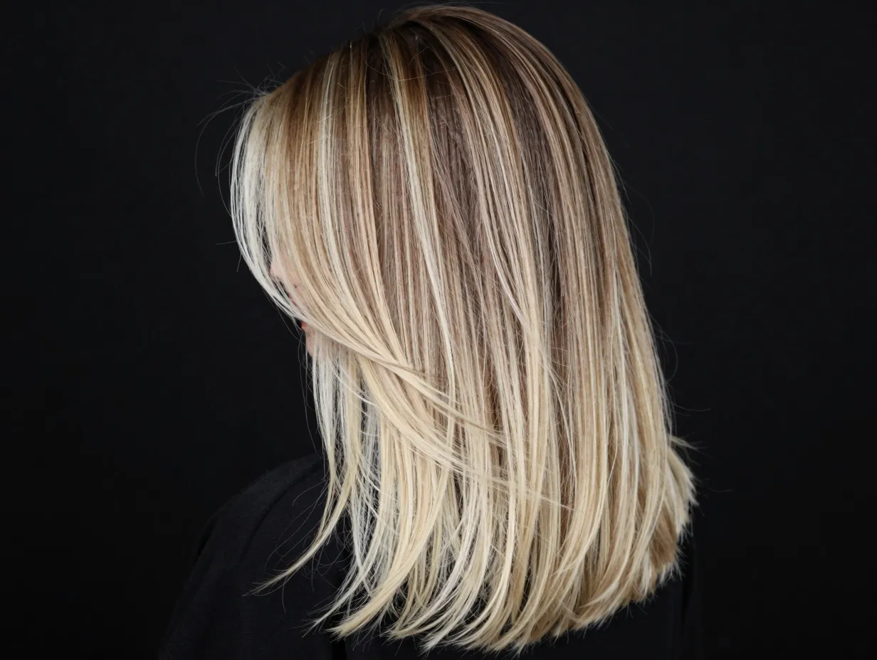 Balayage saturation melt with diluted and full strength lightener gradient