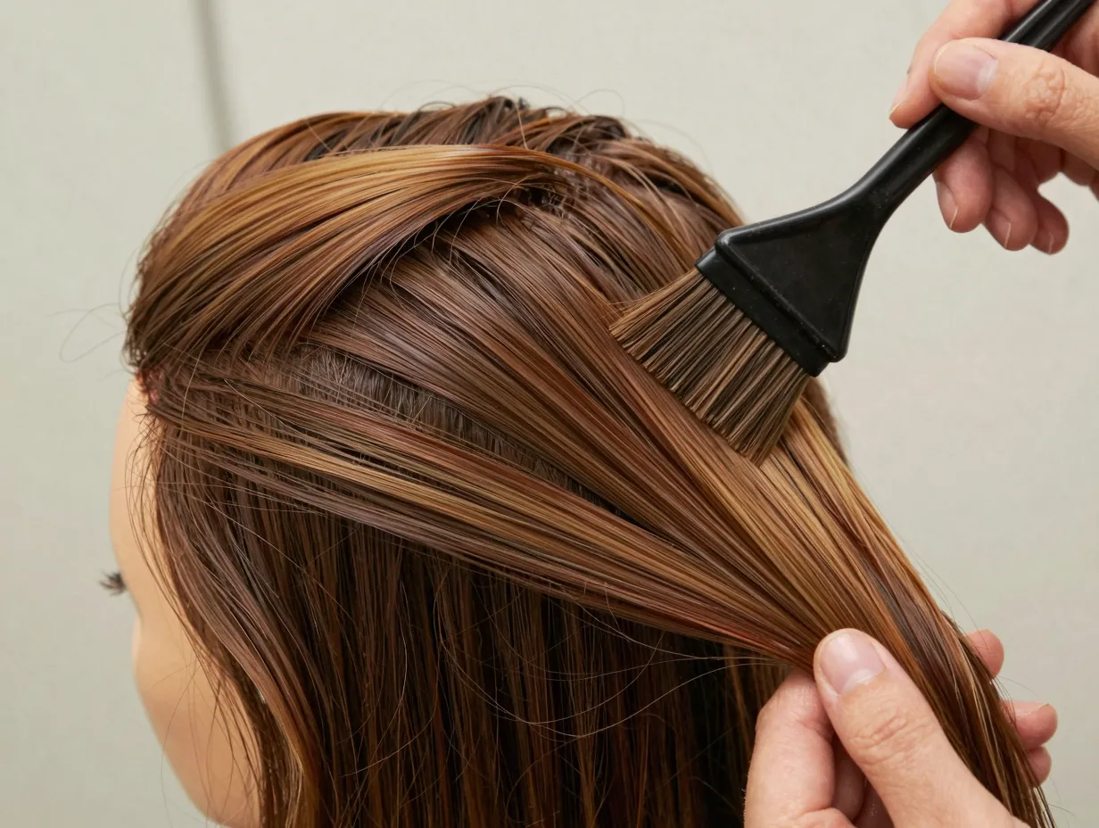 Demi permanent root melt with feathering strokes on fragile hair