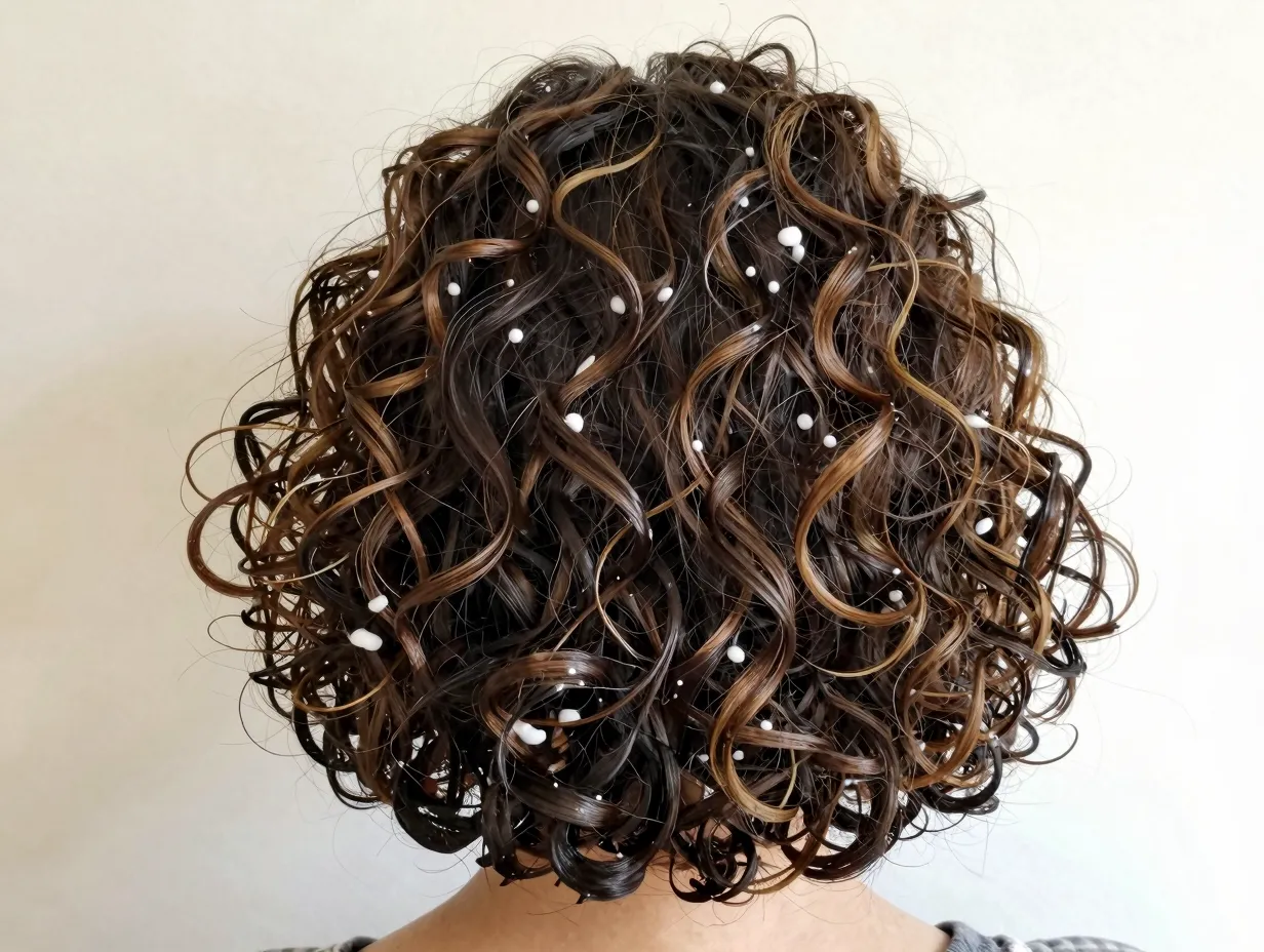 Naturally air dried wash and go curly bob with shingling method