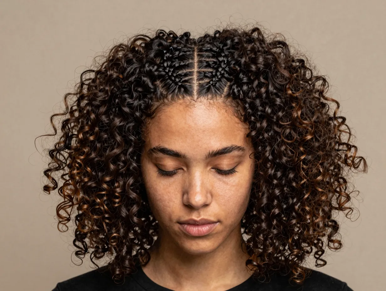 Slicked back afro braid hybrid with natural texture celebration