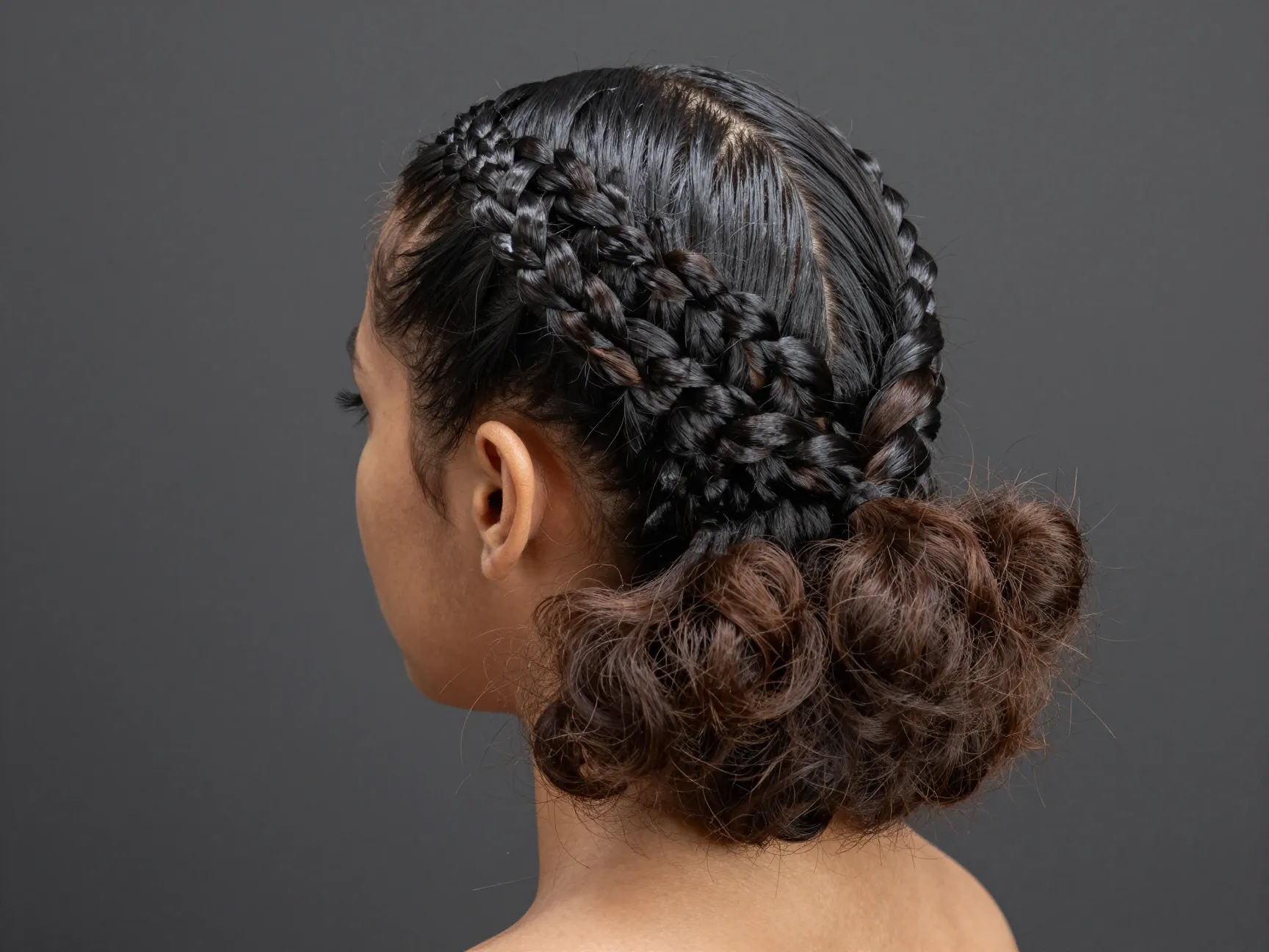 Tanavoho inspired slick back braid with soft puff ends