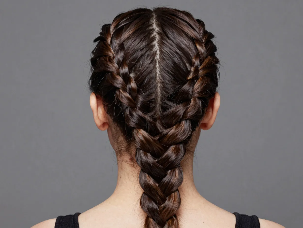 Dutch braids hairstyle defined classic gym casual professional
