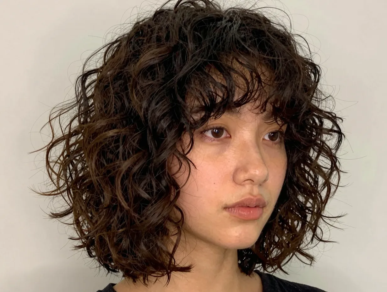 Choppy layered lob on thick 2b to 3b hair for reduced bulk