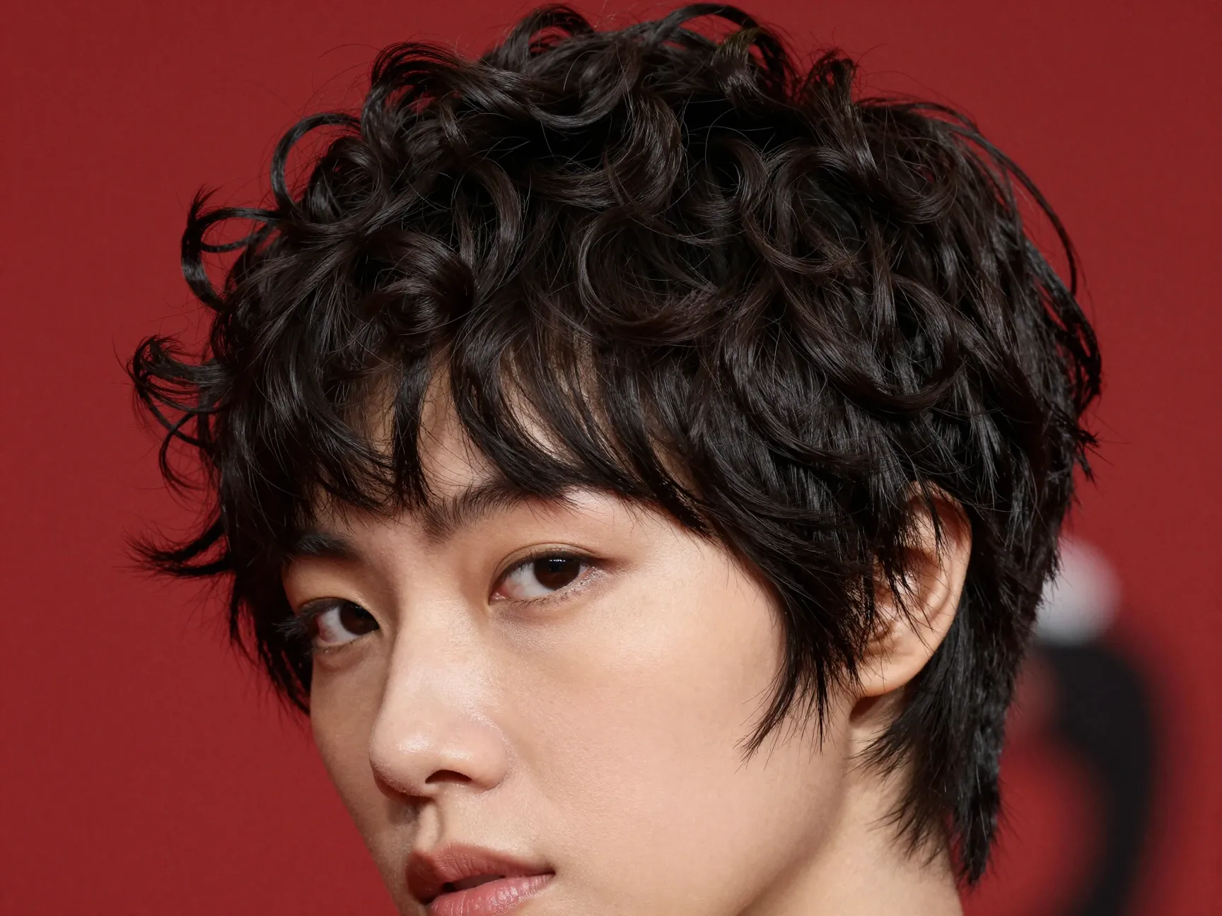 Micro curly pixie sculptural bold statement art