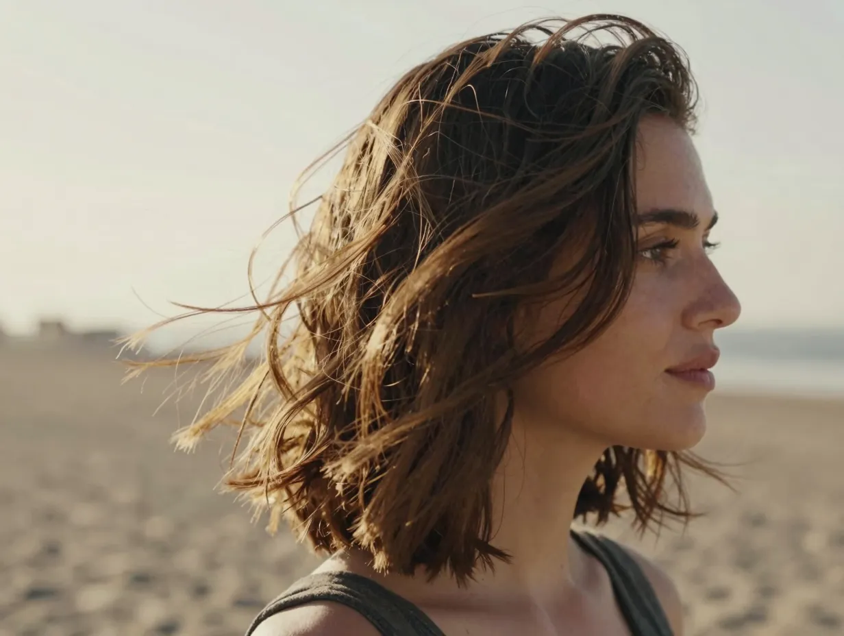 Tousled lob with effortless beachy texture for 2a to 3b hair