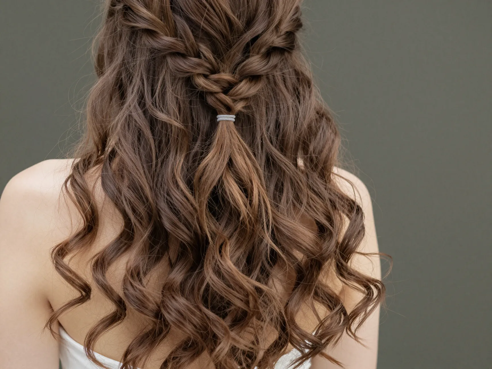 Waterfall braid cascading sections romantic delicate photoshoot