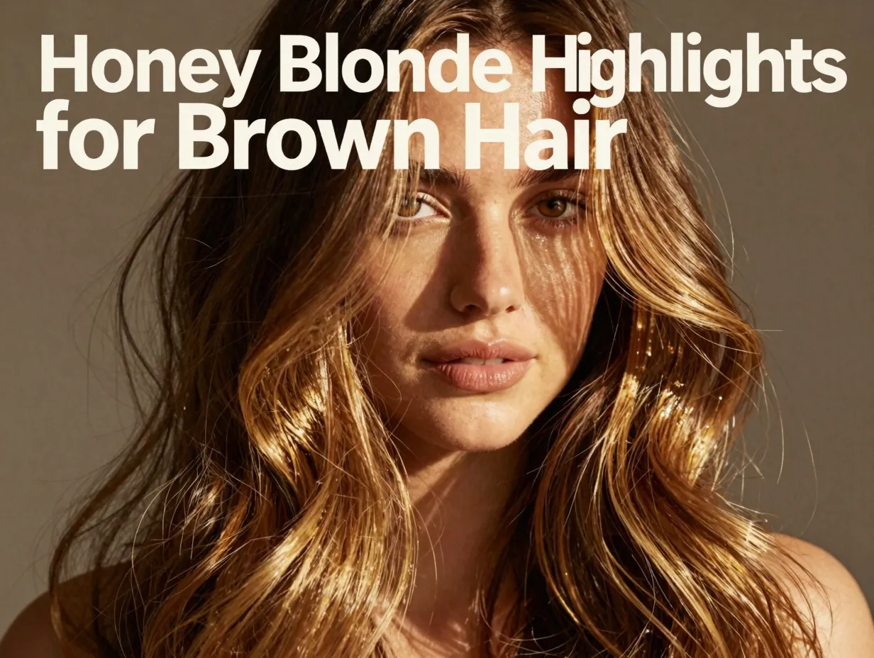 Honey blonde highlights face framing dark brown hair warm glow