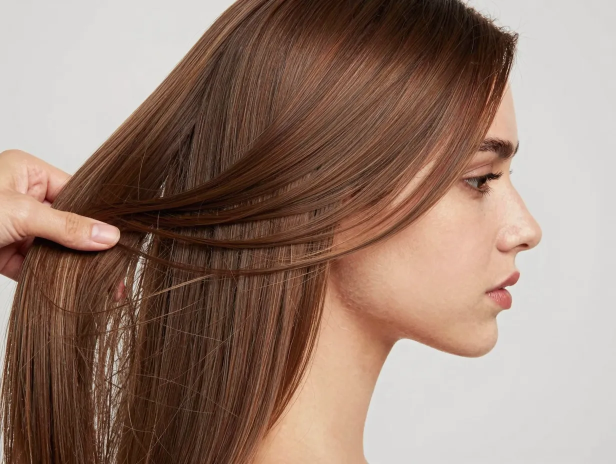 Woman with undetectable hidden layers creating volume