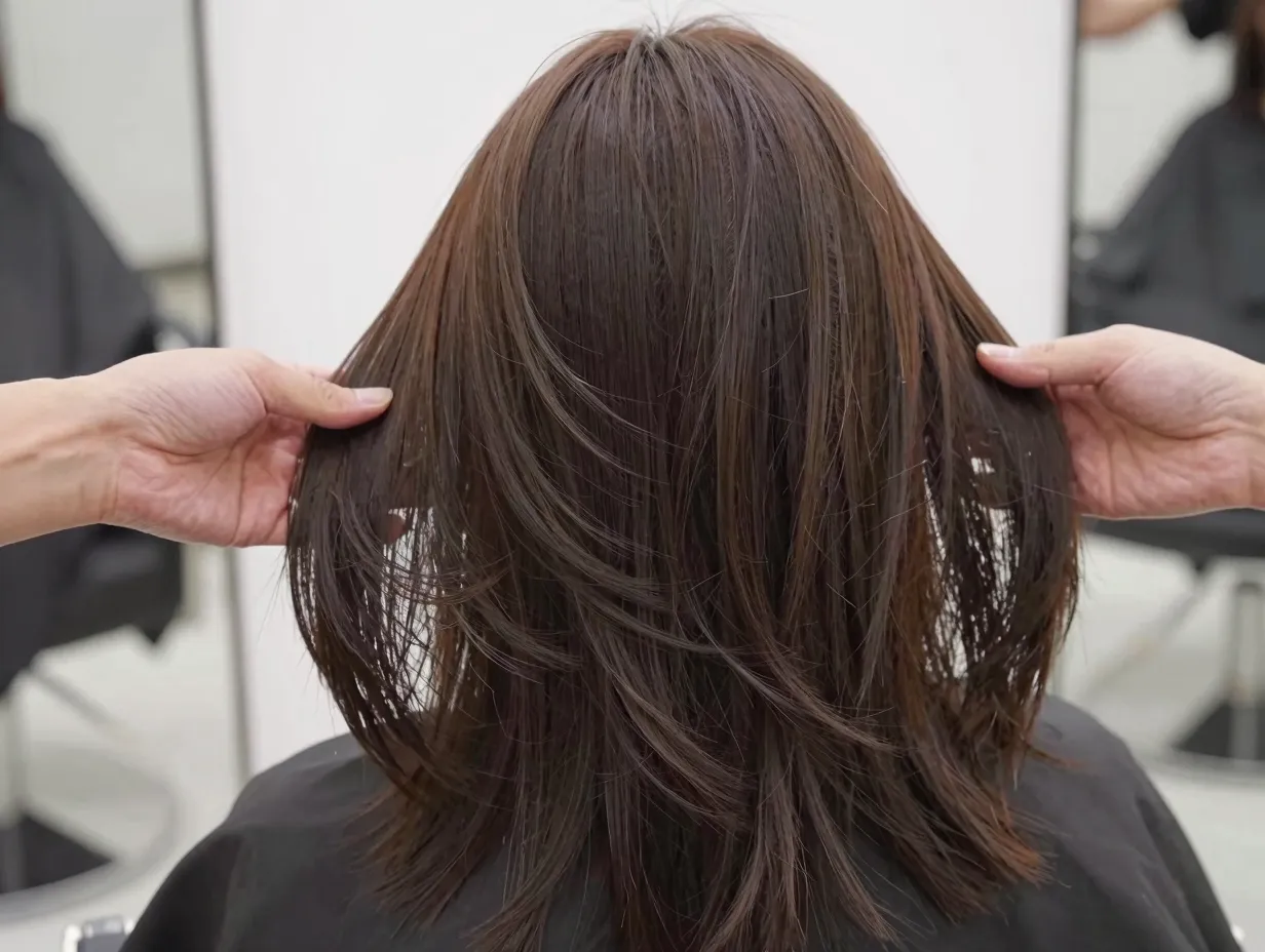 Subtle ghost layers volume fine straight medium hair