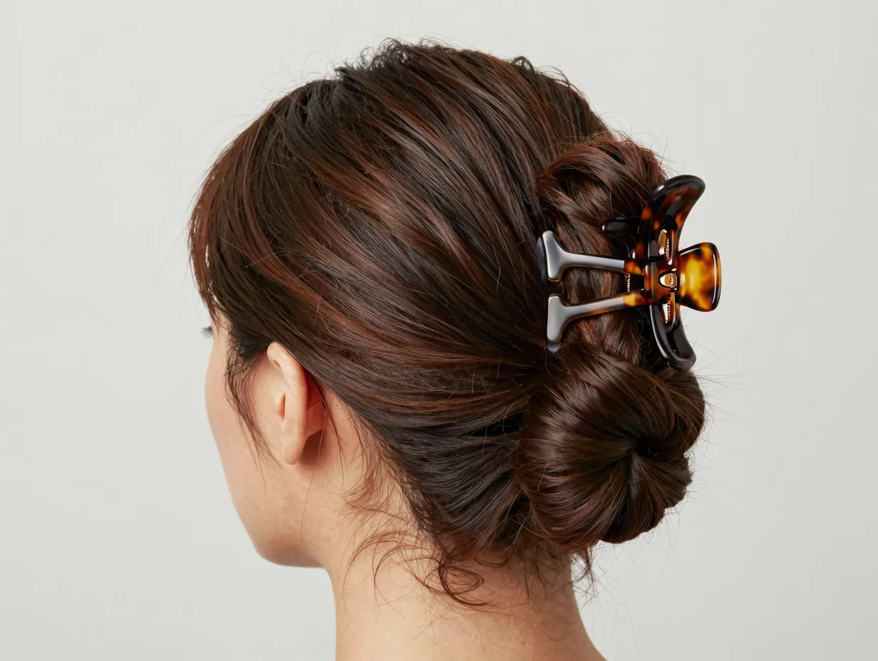Double clip updo for thick hair two matching large clips