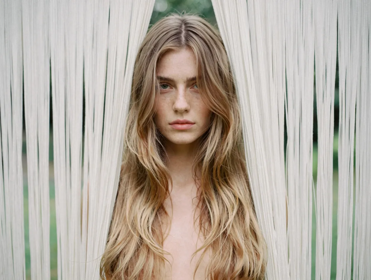 Long curtain fringe sweeping medium face framing layers