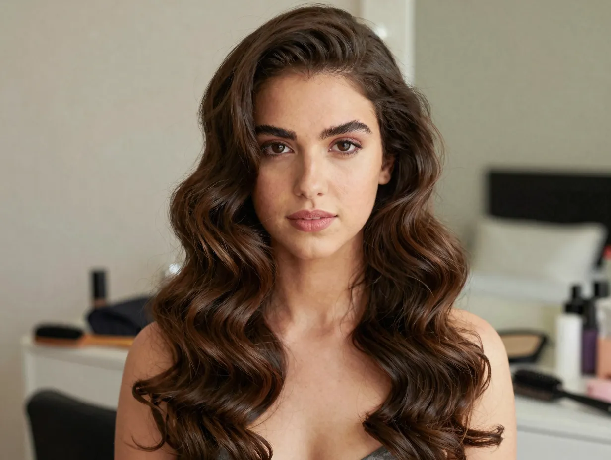 Classic soft waves on a prom attendee with brushed out curls