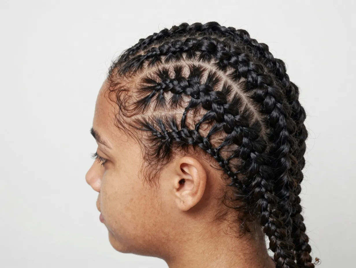 Classic straight back cornrows low manipulation protective hairstyle for active lifestyles