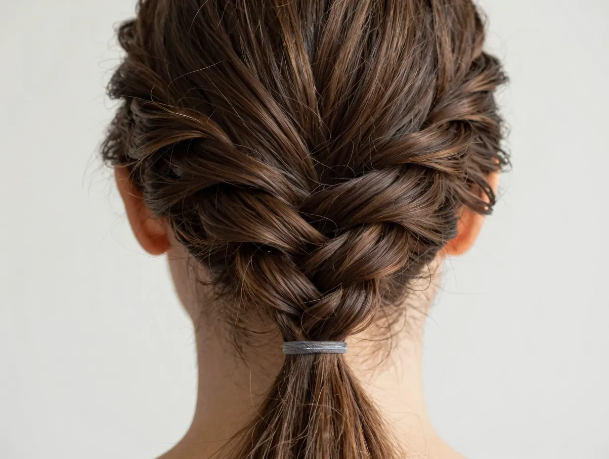 Classic three strand braid pancaked for volume texture