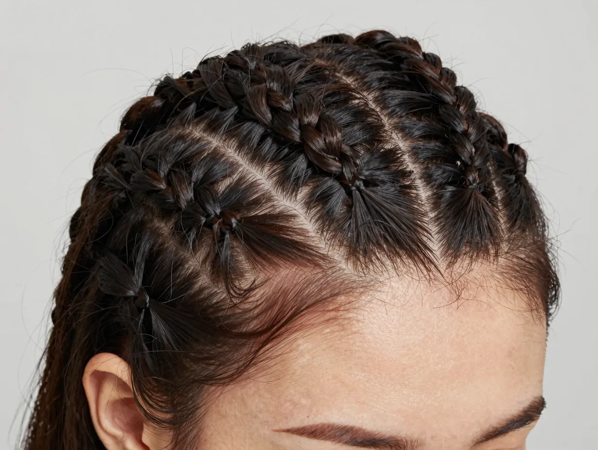 Feed in knotless cornrows seamless extensions with zero tension at scalp