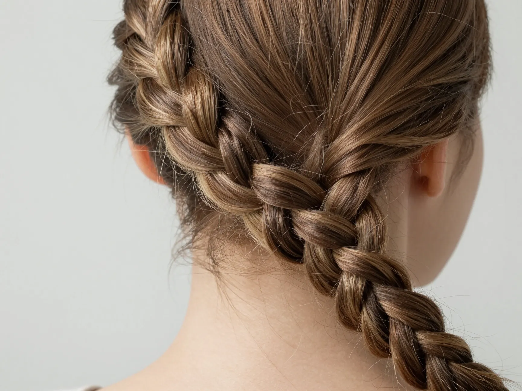 Rope twist braid with two twisted sections tension