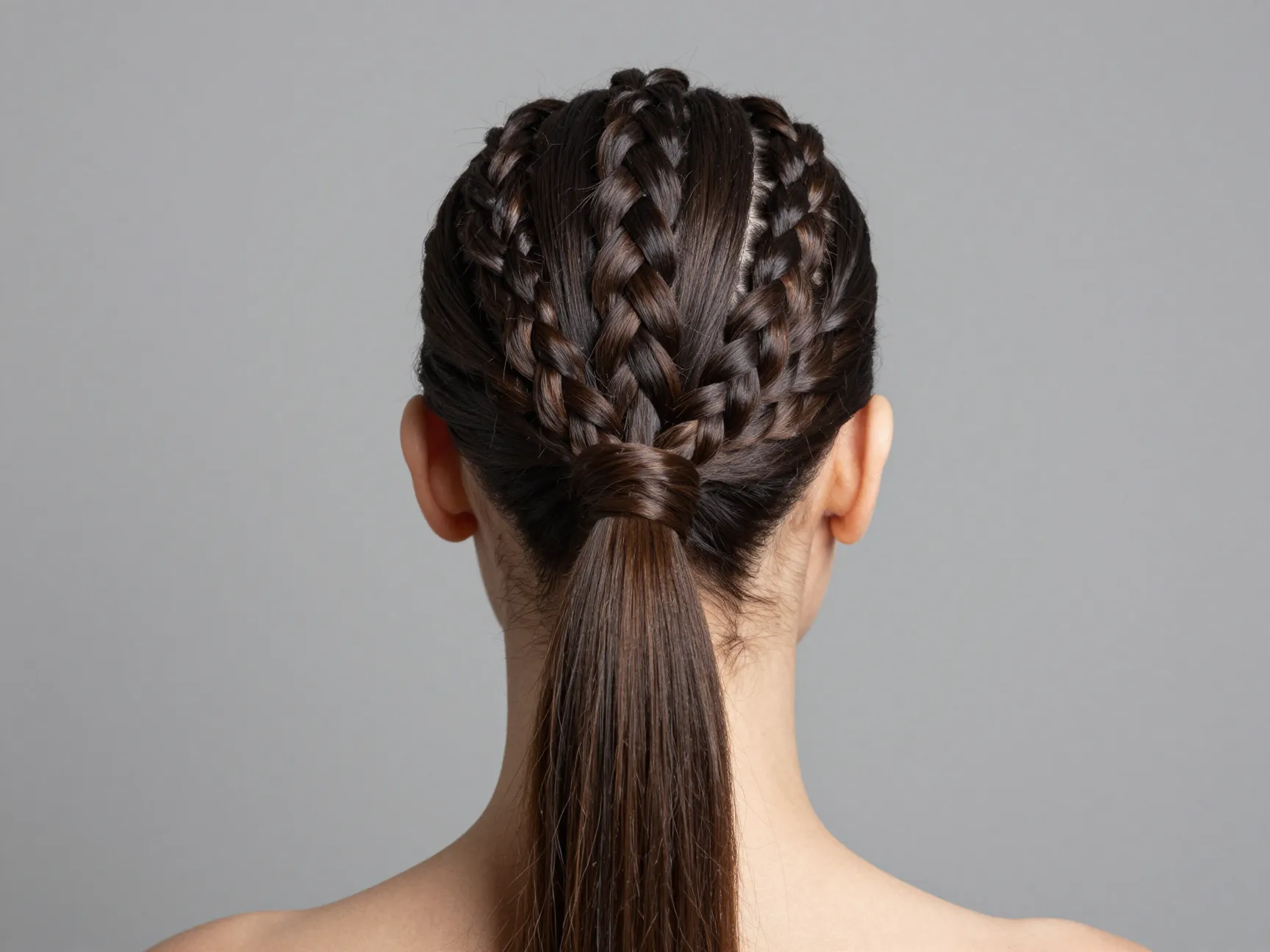 Cornrow ponytail with extensions for a high sleek professional look