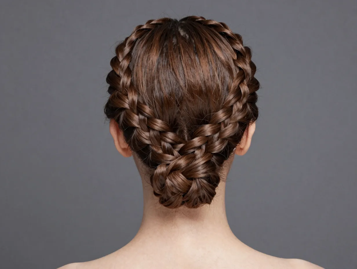 Crown braid halo two braids pinned around head