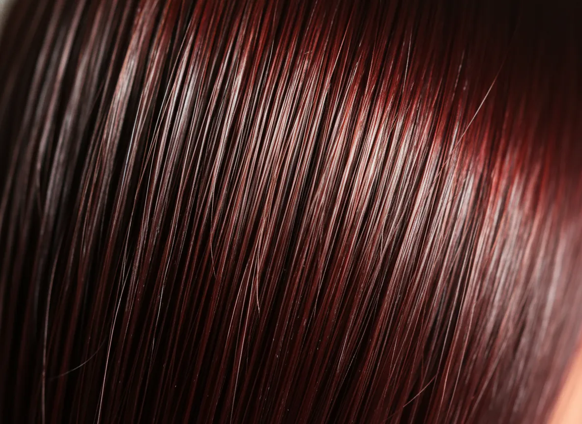 Glossy chocolate cherry balayage with mirror like shine