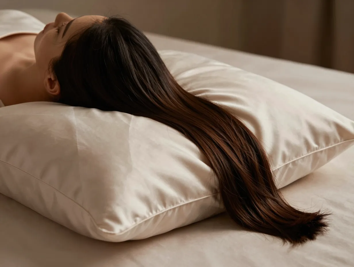 Silk pillowcase night hair protection minimal friction gliding