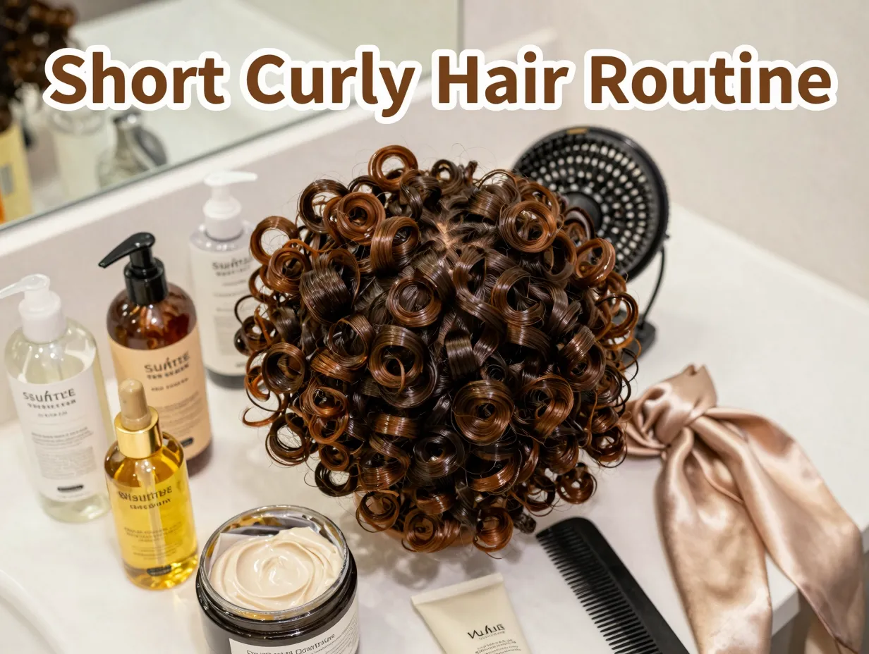 Short bouncy curls hair care products diffuser oil scarf