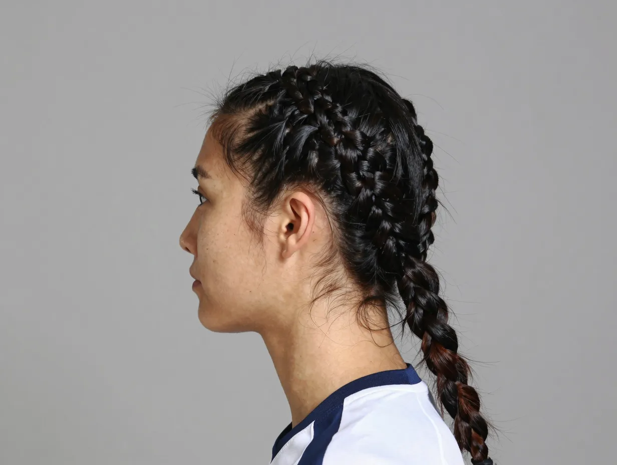 Double dutch braids lying flat against scalp for security
