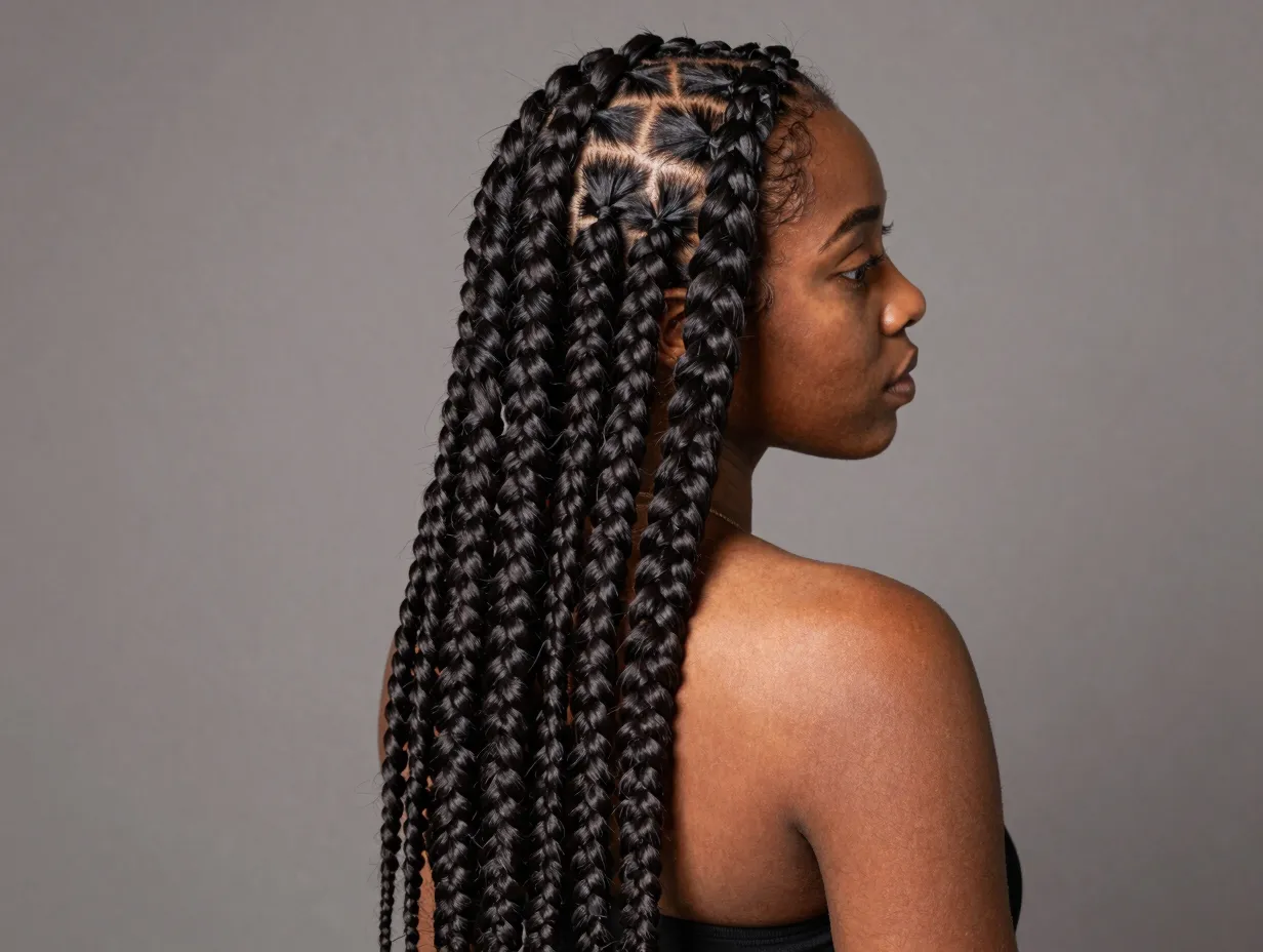 Dramatic thick jumbo feed in cornrows seamlessly thick natural root