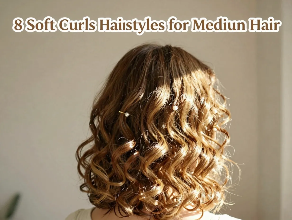 Medium hair soft curls bouncy glossy romantic effortless style