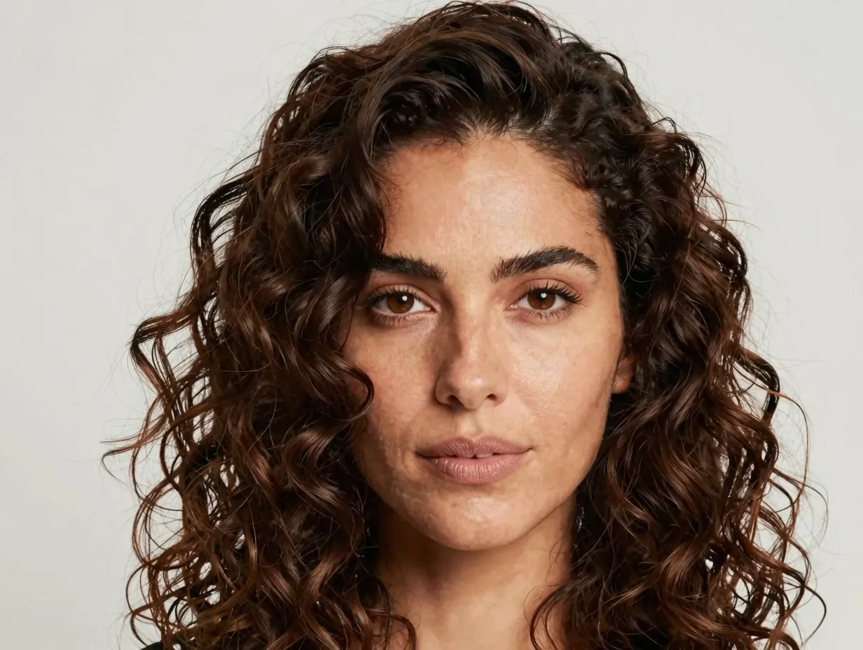 Soft curls with face framing layers for oval face
