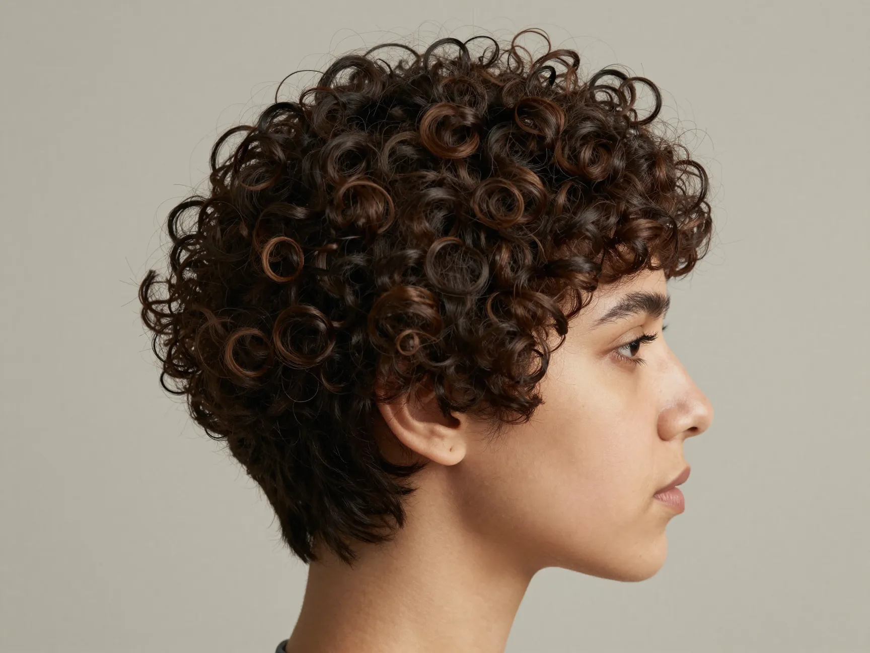 Soft curly pixie with rounded edges on tight coily hair texture