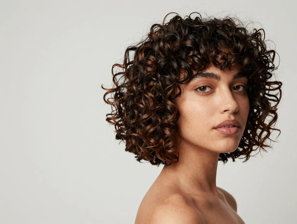 Curly french bob with blunt chin length and effortlessly cool curls
