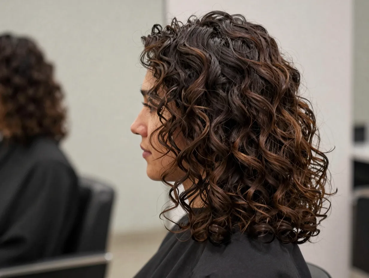 Inverted lob short back cascading front curls sophisticated polished look