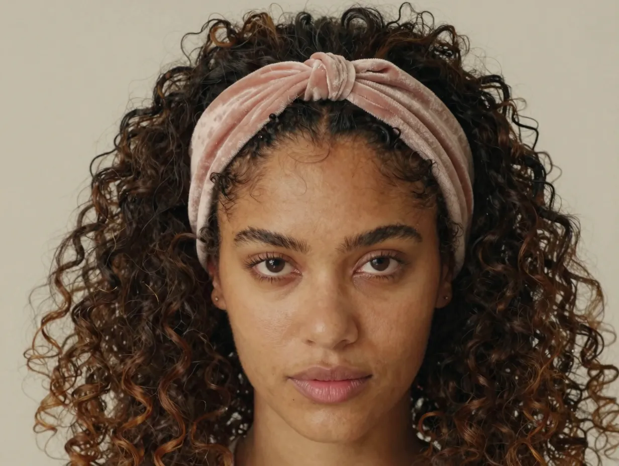 Headband styling wide fabric band curls framing bohemian effect