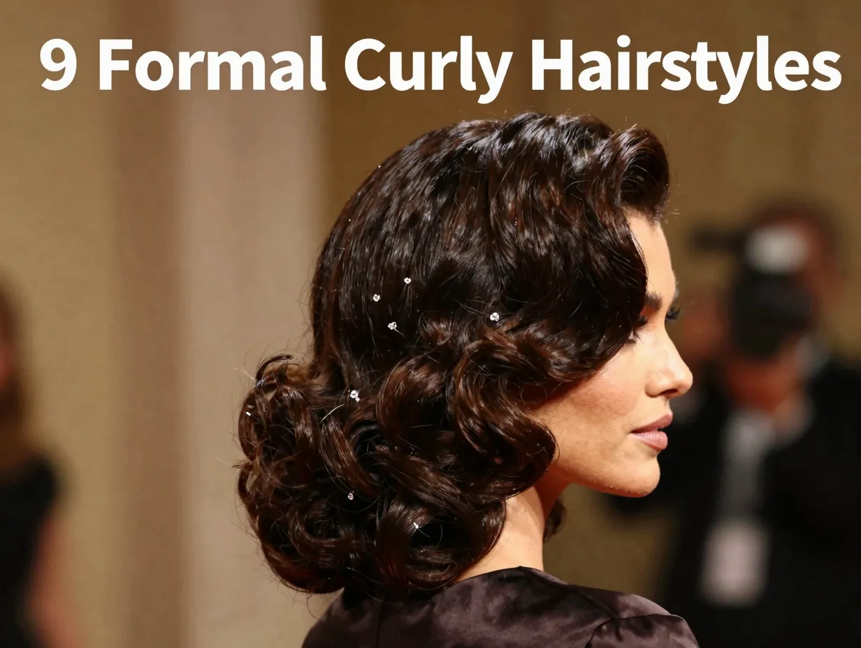 Elegant voluminous curly hair golden light red carpet ready