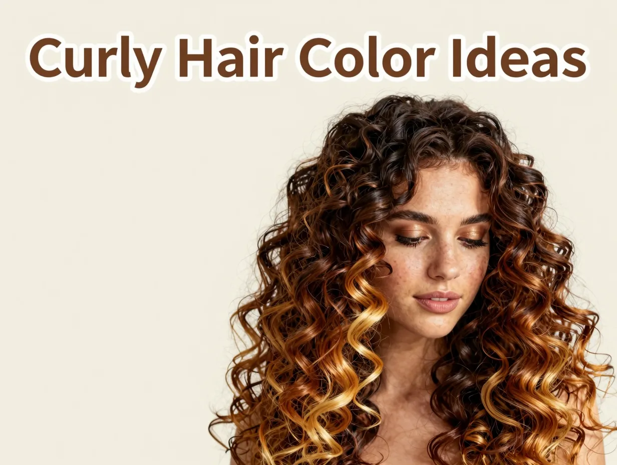 Healthy curls with warm balayage honey caramel highlights transition