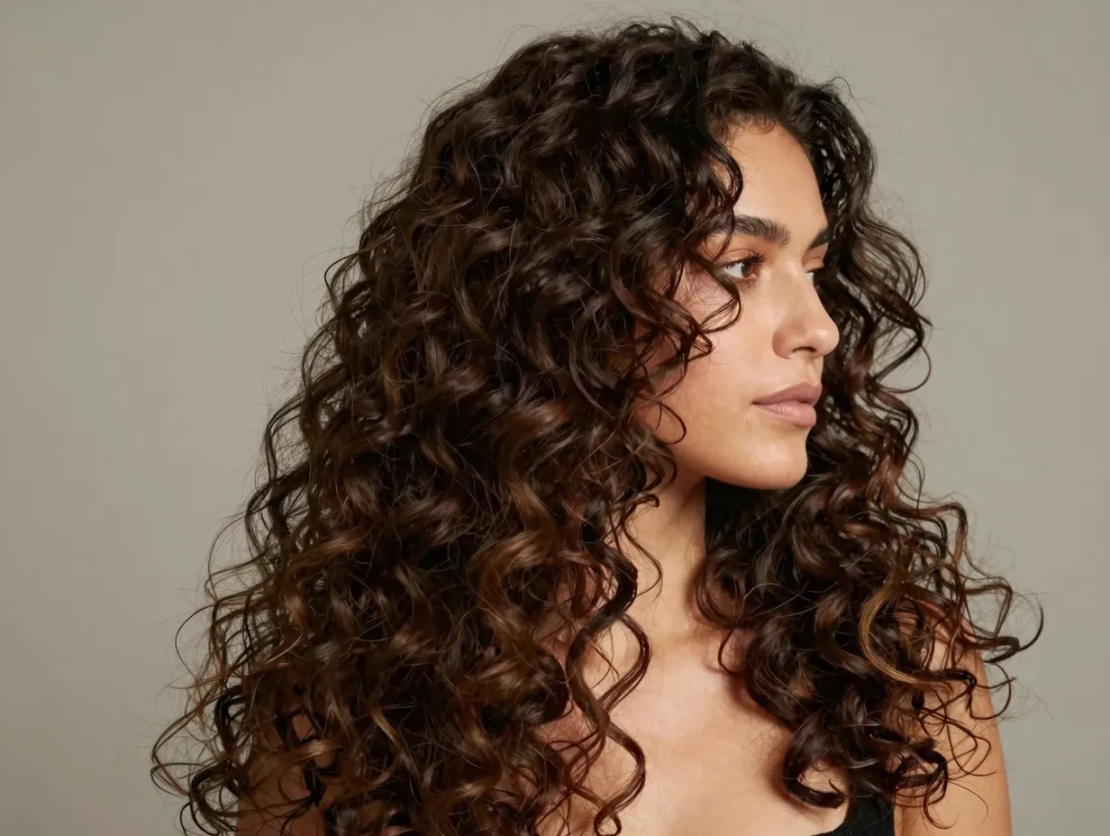 Long layers with rounded ends past collarbone for square face