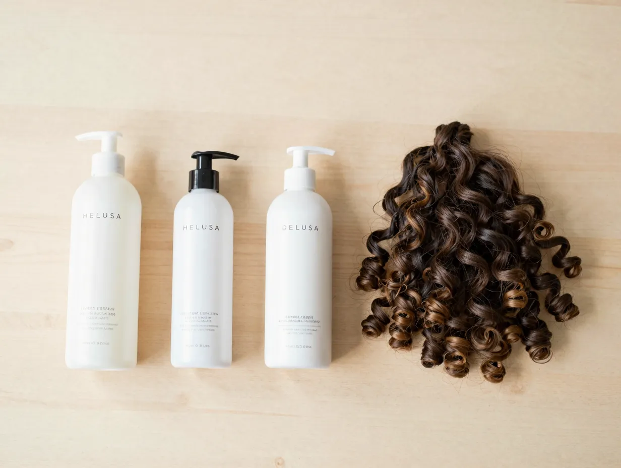 Minimalist three product routine for loose curly hair styling