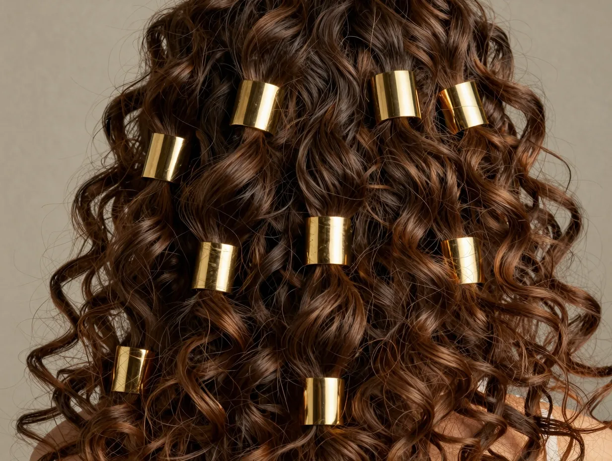 Accessorized statement aesthetic gold cuffs rings curls