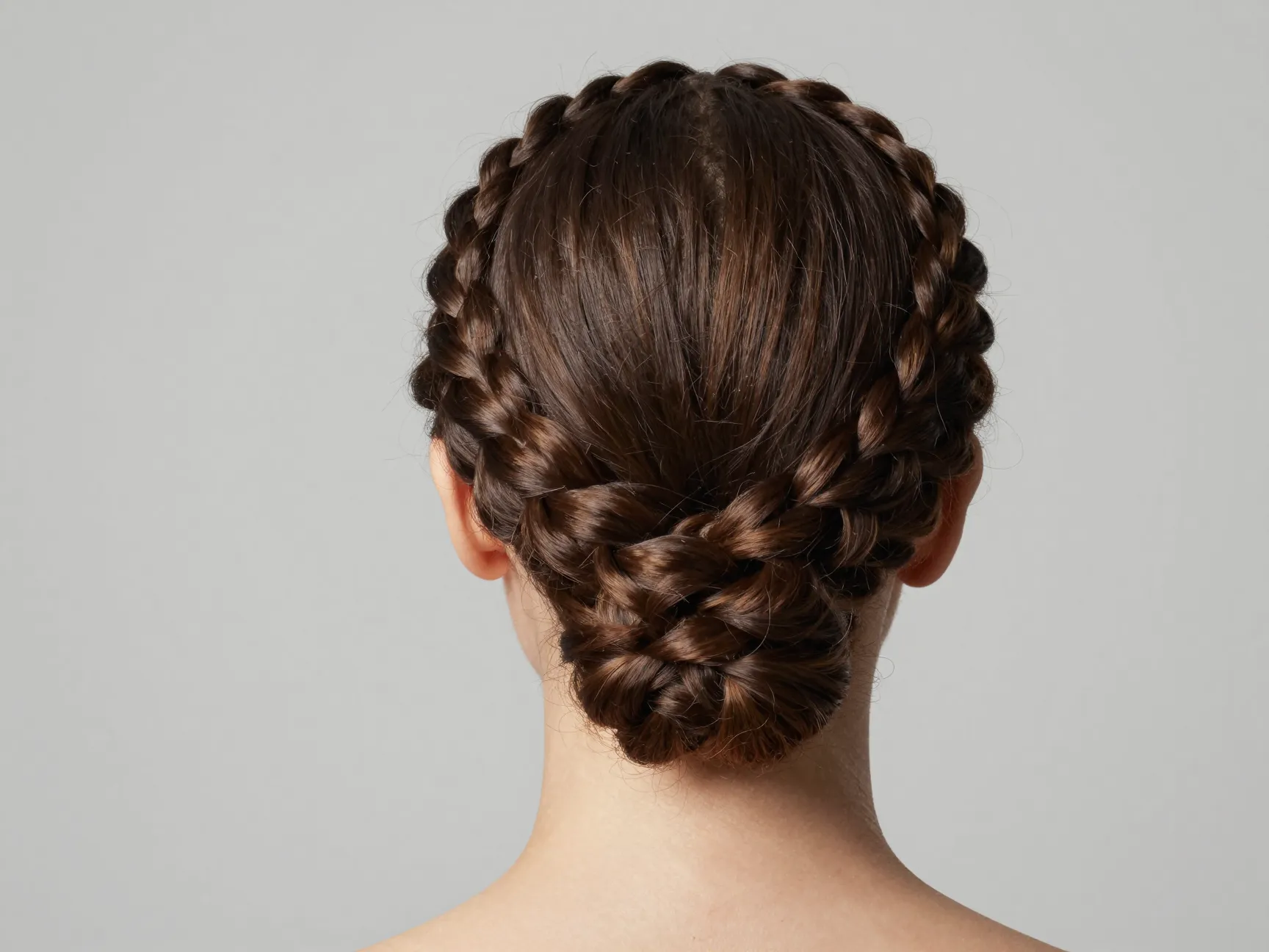 Regal crown braid wrapped around the head like a protective halo