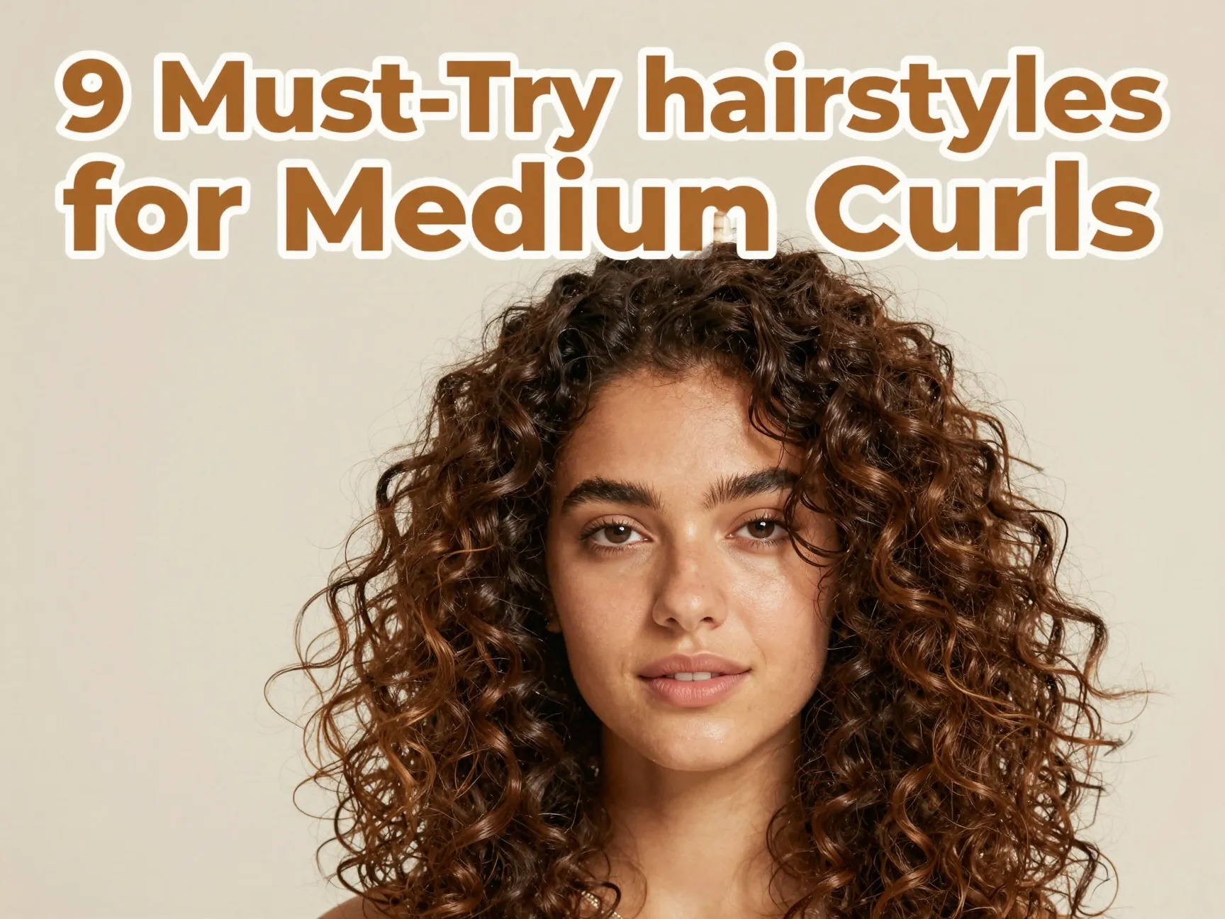 Woman voluminous defined curly hair long layers natural joyful