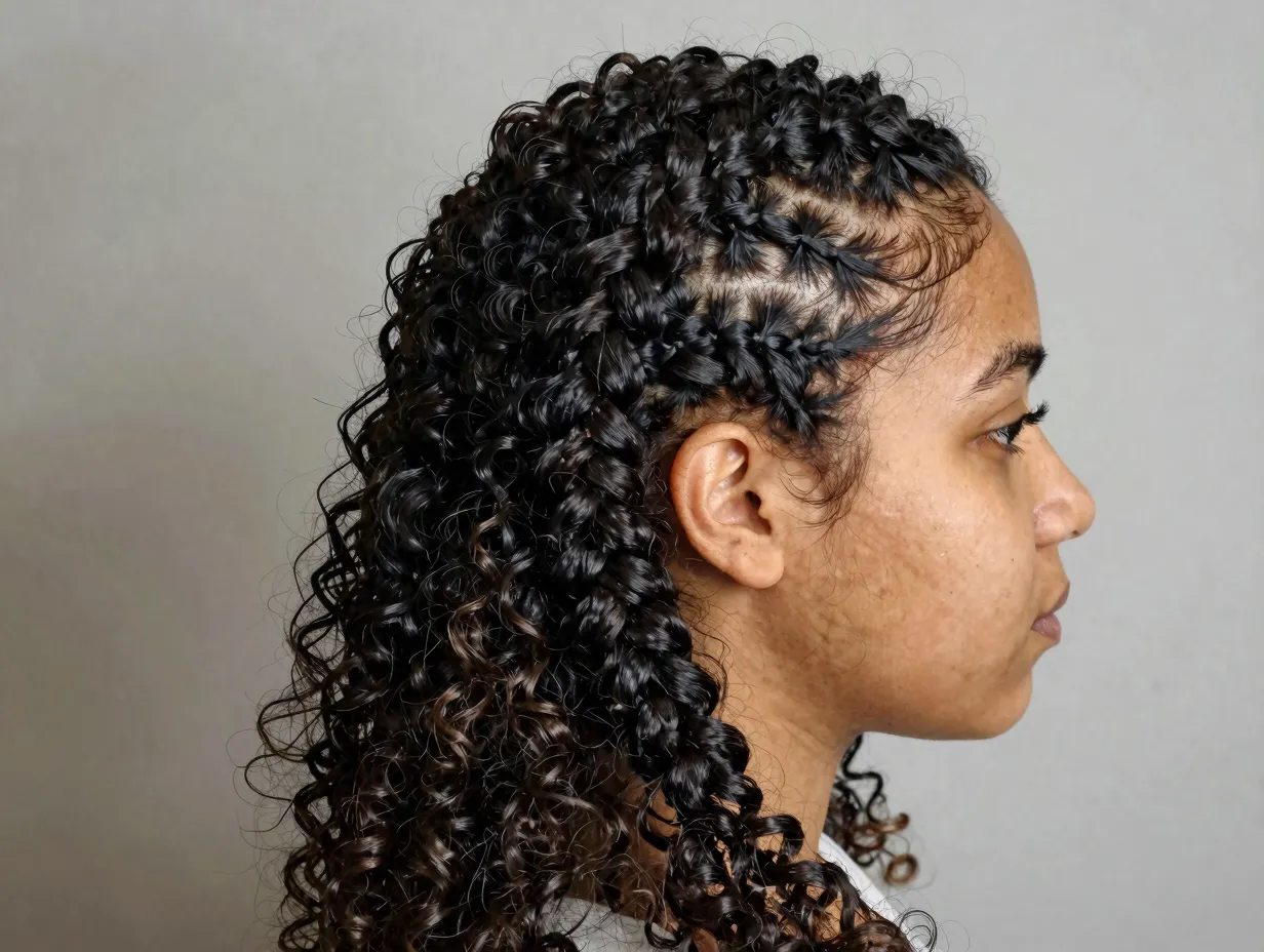 Side braid romantic effortless texture protective style