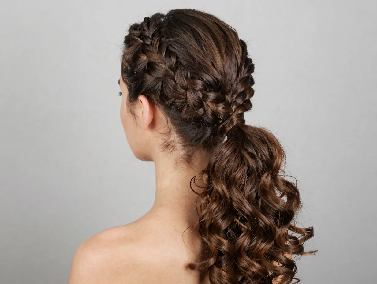 Low ponytail french braid elevated structured texture