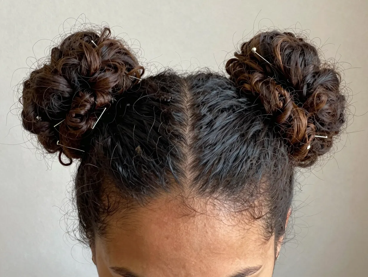 Two bun configuration playful practical protective volume