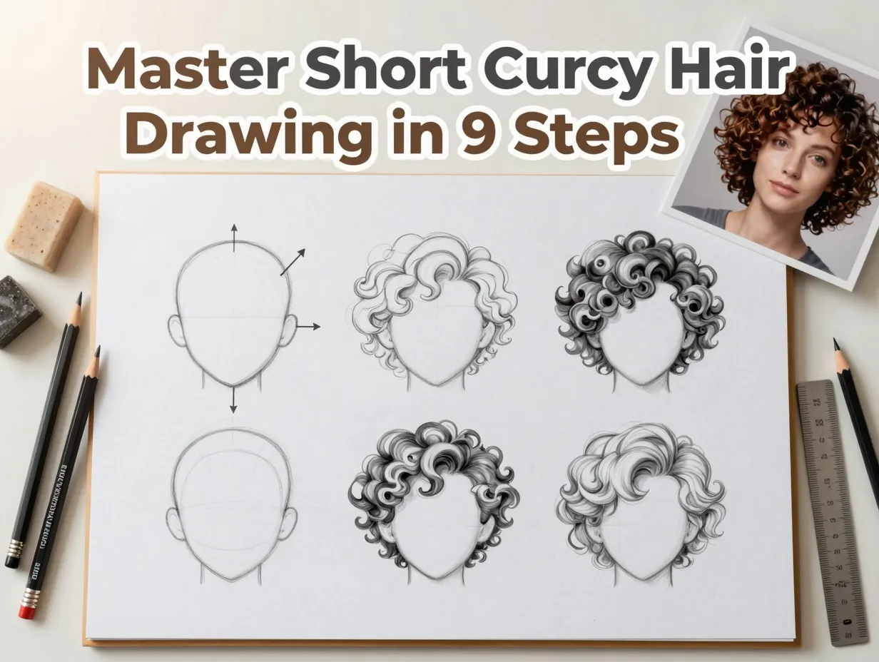 Pencil desk tutorial progression curly hair drawing steps artist tools