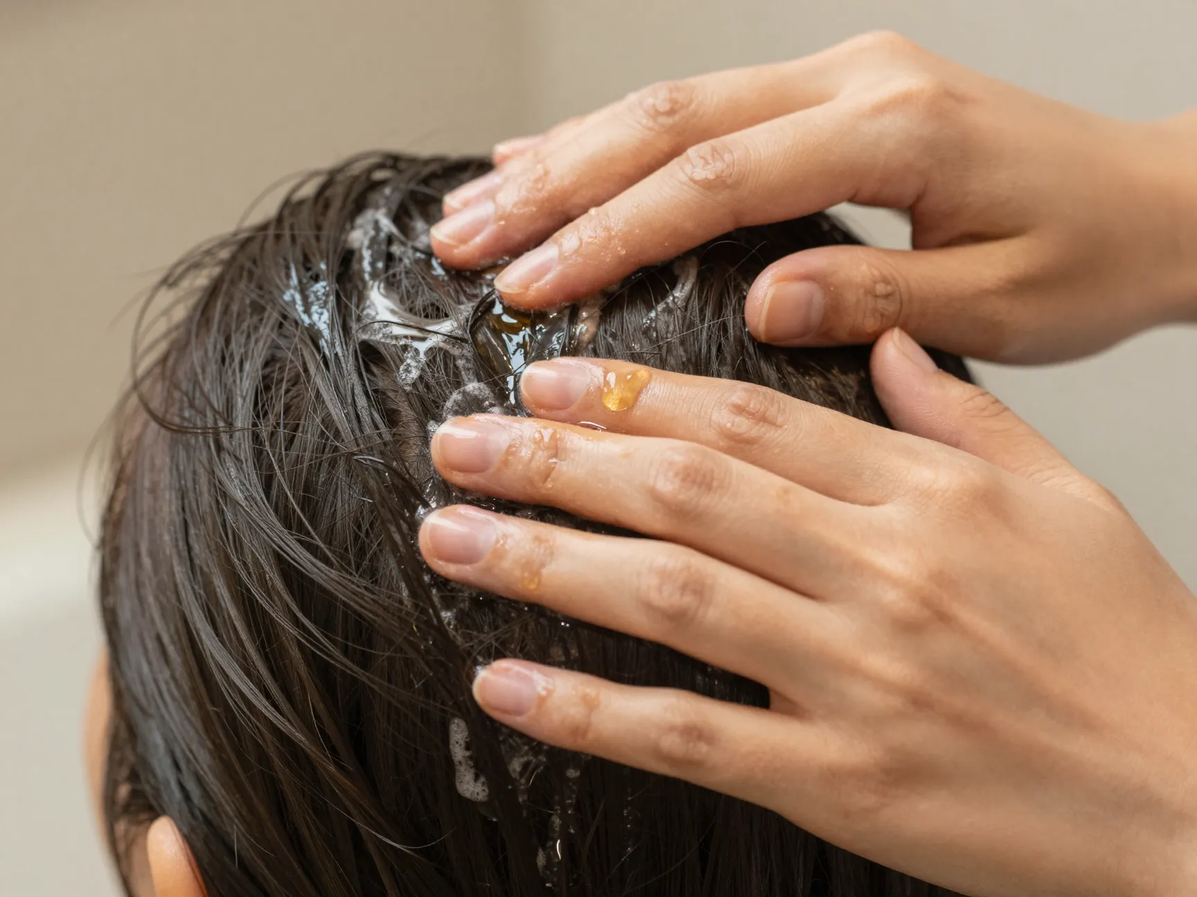 Prewash scalp oil massage with argan jojoba coconut