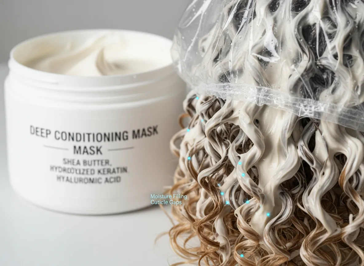 Deep conditioning mask shea butter hydrolyzed keratin hyaluronic acid